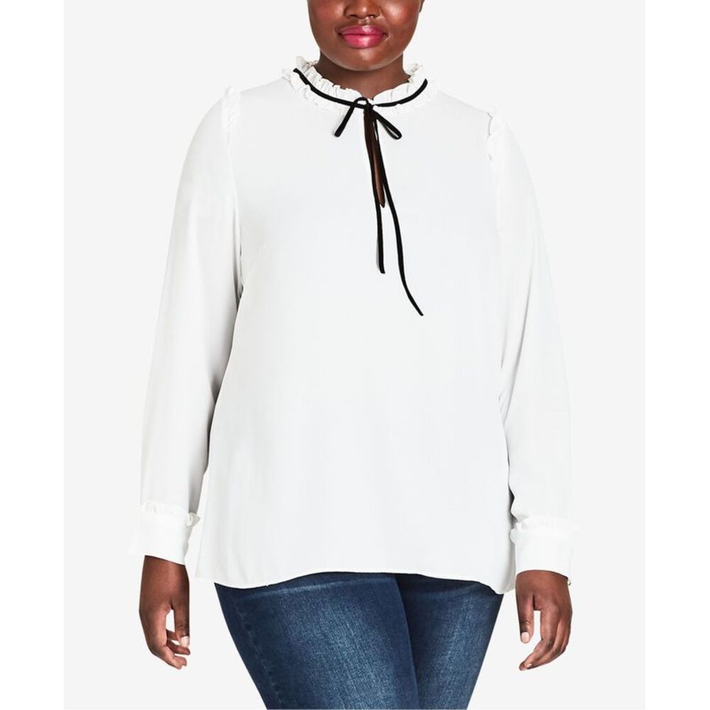 City Chic Trendy Plus Size Ruffle Collar Top